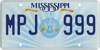 MS license plate MPJ999