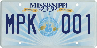 MS license plate MPK001