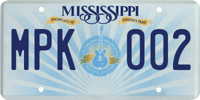 MS license plate MPK002