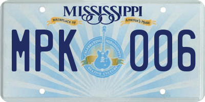 MS license plate MPK006