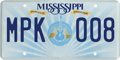 MS license plate MPK008