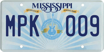 MS license plate MPK009