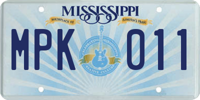 MS license plate MPK011