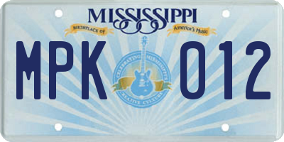 MS license plate MPK012