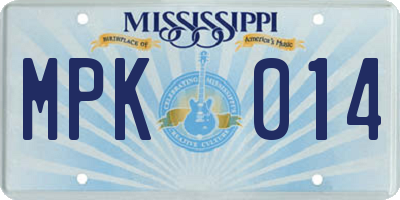 MS license plate MPK014