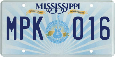 MS license plate MPK016