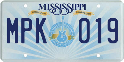 MS license plate MPK019