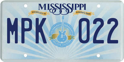 MS license plate MPK022