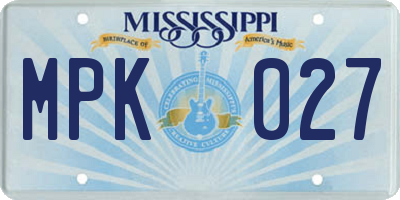 MS license plate MPK027