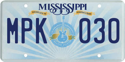 MS license plate MPK030