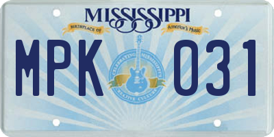 MS license plate MPK031