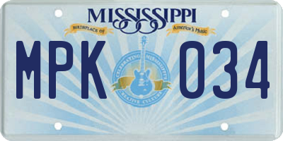 MS license plate MPK034