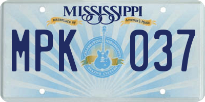 MS license plate MPK037