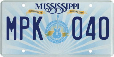 MS license plate MPK040