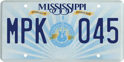 MS license plate MPK045
