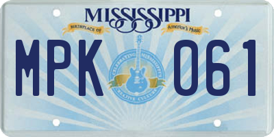 MS license plate MPK061