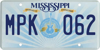 MS license plate MPK062