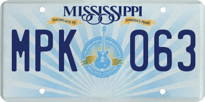 MS license plate MPK063