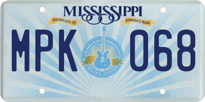 MS license plate MPK068