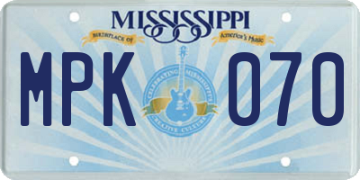 MS license plate MPK070