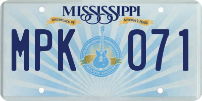 MS license plate MPK071