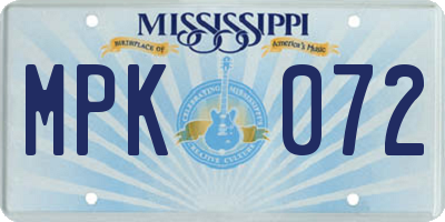 MS license plate MPK072