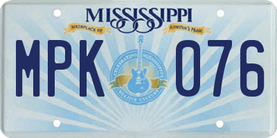 MS license plate MPK076
