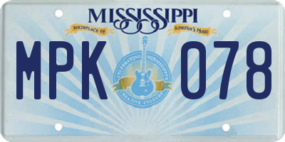 MS license plate MPK078