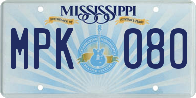MS license plate MPK080