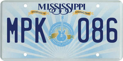 MS license plate MPK086