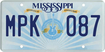 MS license plate MPK087