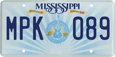 MS license plate MPK089