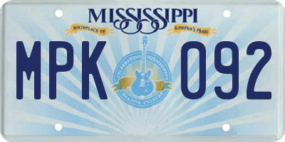 MS license plate MPK092
