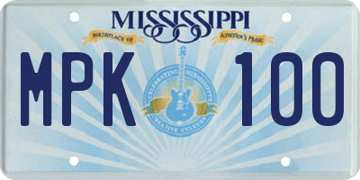MS license plate MPK100