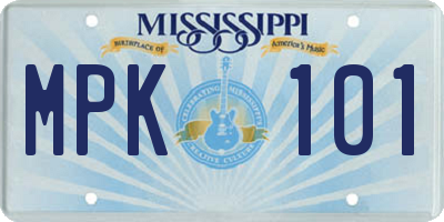 MS license plate MPK101