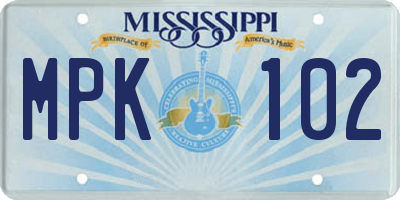 MS license plate MPK102