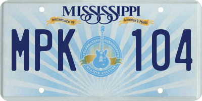 MS license plate MPK104