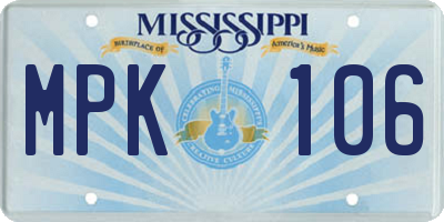 MS license plate MPK106