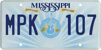 MS license plate MPK107