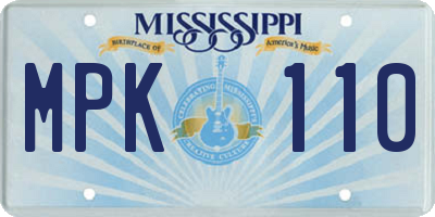 MS license plate MPK110