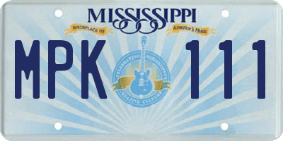 MS license plate MPK111