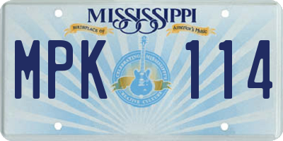 MS license plate MPK114