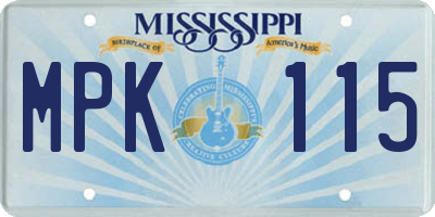 MS license plate MPK115