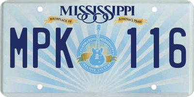 MS license plate MPK116