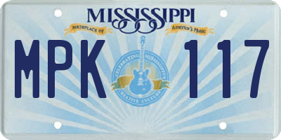 MS license plate MPK117