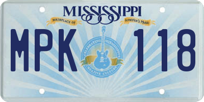 MS license plate MPK118