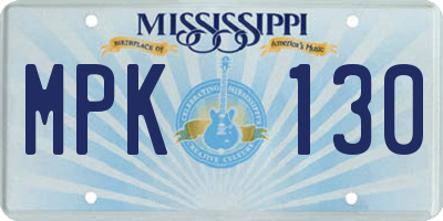 MS license plate MPK130