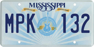 MS license plate MPK132