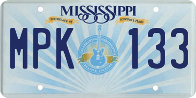 MS license plate MPK133