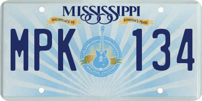 MS license plate MPK134